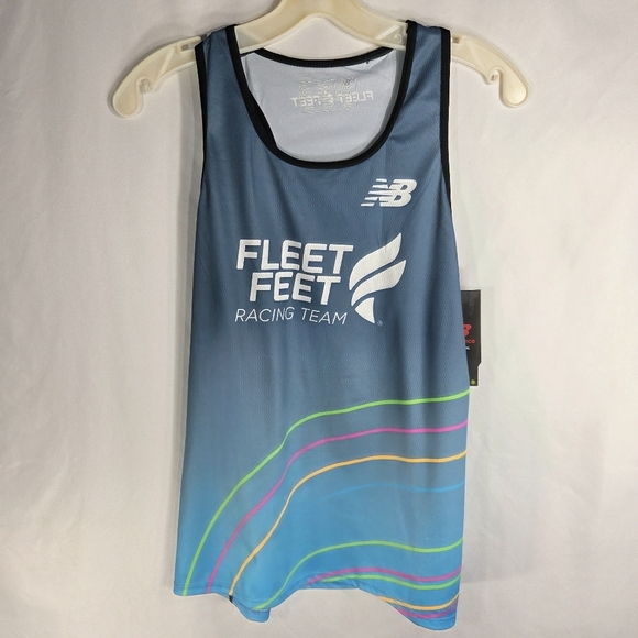 NB New Balance NWT Fleet Feet Racing Team Blue Racerback Tank Top Size Large - Picture 1 of 14